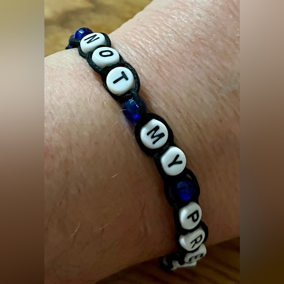 NOT MY PRESIDENT Beaded Bracelets - Hand Made - Adjustable - Blue Bracelet- Ally - Picture 3 of 7